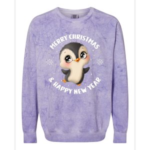 Cute Christmas Penguin Merry Christmas & Happy New Year Colorblast Crewneck Sweatshirt