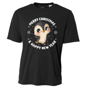 Cute Christmas Penguin Merry Christmas & Happy New Year Cooling Performance Crew T-Shirt