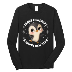 Cute Christmas Penguin Merry Christmas & Happy New Year Long Sleeve Shirt