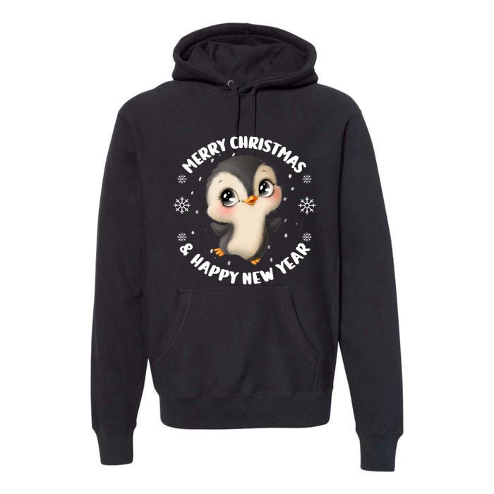 Cute Christmas Penguin Merry Christmas & Happy New Year Premium Hoodie