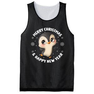 Cute Christmas Penguin Merry Christmas & Happy New Year Mesh Reversible Basketball Jersey Tank