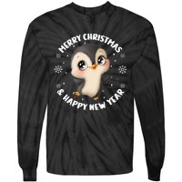 Cute Christmas Penguin Merry Christmas & Happy New Year Tie-Dye Long Sleeve Shirt