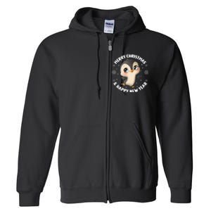 Cute Christmas Penguin Merry Christmas & Happy New Year Full Zip Hoodie