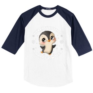 Cute Christmas Penguin Merry Christmas & Happy New Year Baseball Sleeve Shirt