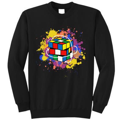 Colorful Competitive Puzzle Speedcubing Graphics Tall Sweatshirt