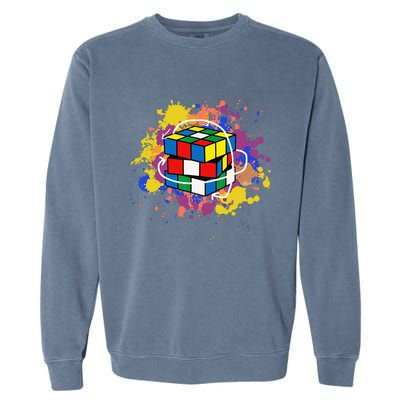 Colorful Competitive Puzzle Speedcubing Graphics Garment-Dyed Sweatshirt