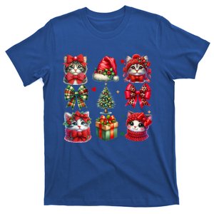 Christmas Crochet Pajama Cat Xmas Coquette Bow Santa Cat Gift T-Shirt