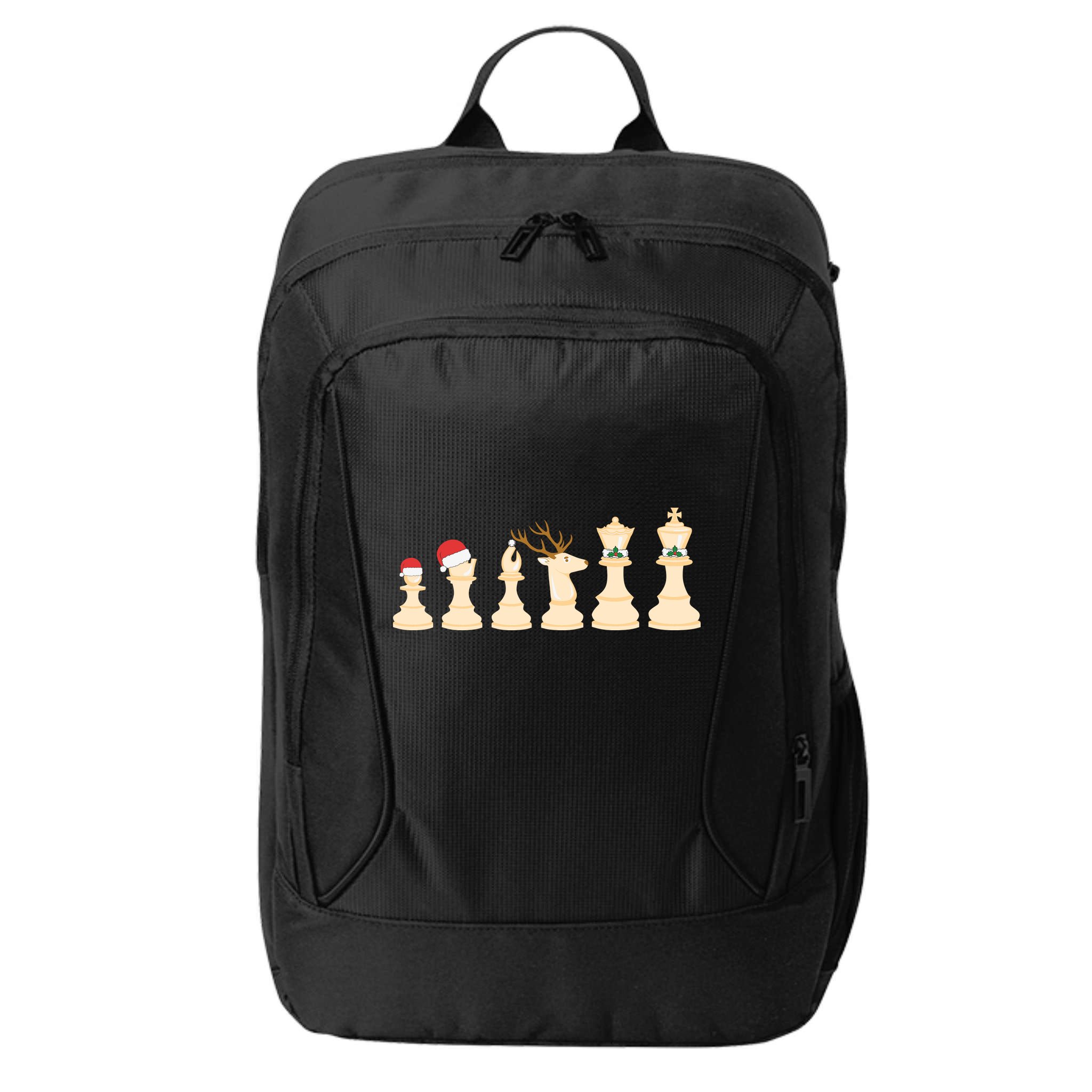 Christmas Chess Pieces Xmas Lights Santa Chess Player City Backpack