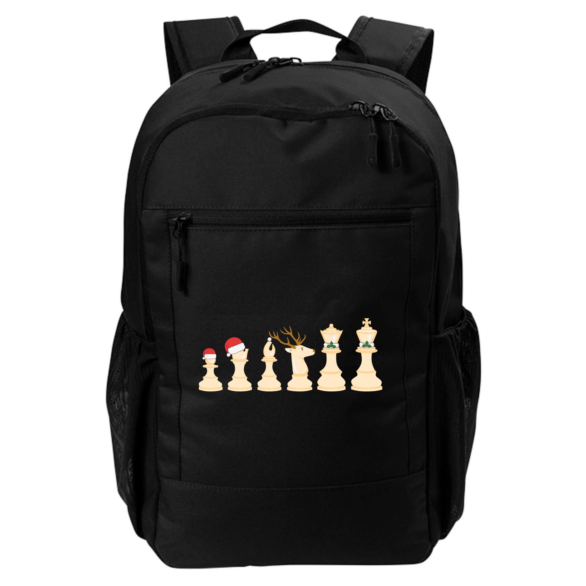 Christmas Chess Pieces Xmas Lights Santa Chess Player Backpack