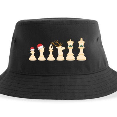 Christmas Chess Pieces Xmas Lights Santa Chess Player Sustainable Bucket Hat
