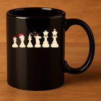 Christmas Chess Pieces Xmas Lights Santa Chess Player 11oz C Handle Ceramic Mug