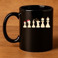 Christmas Chess Pieces Xmas Lights Santa Chess Player 11oz C Handle Ceramic Mug