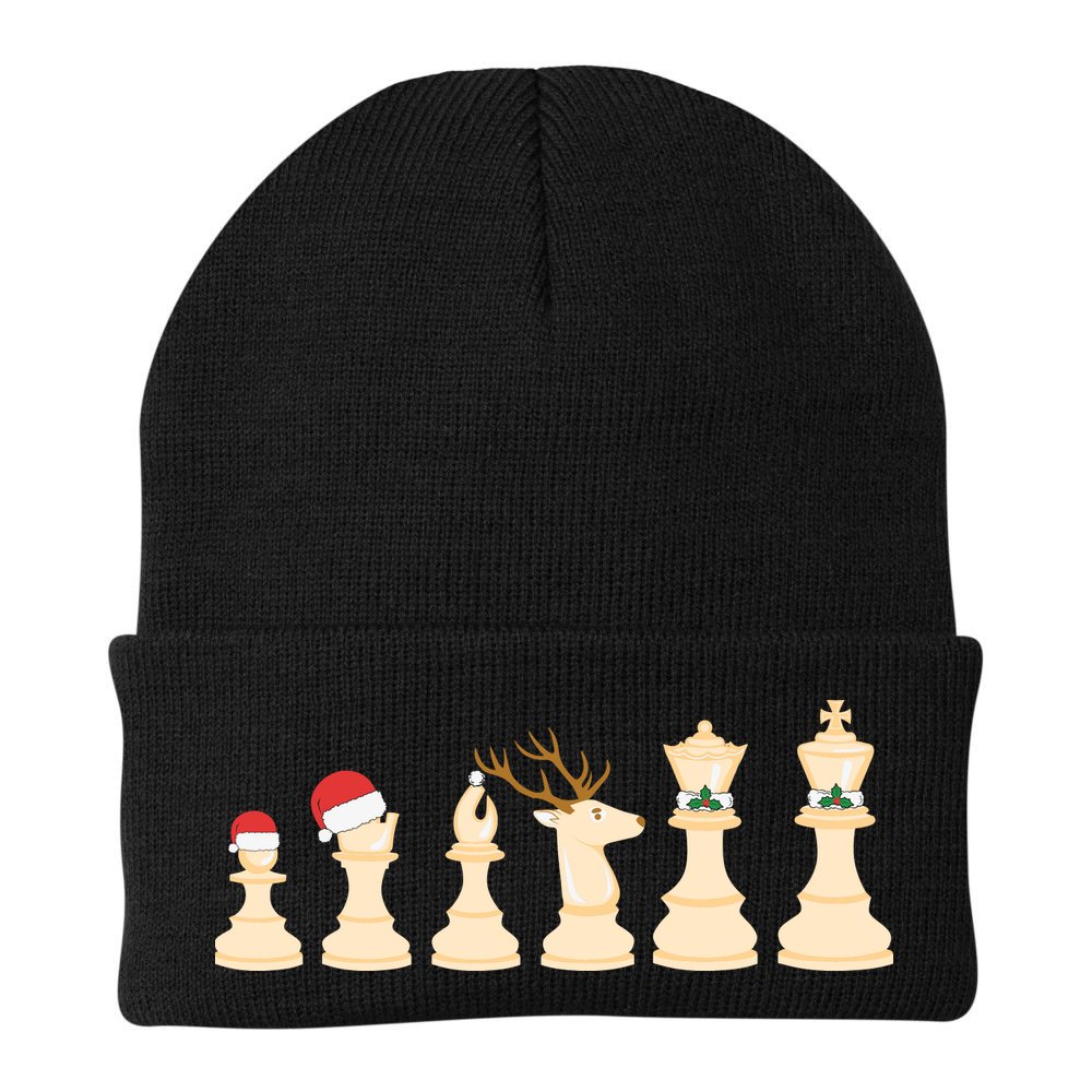 Christmas Chess Pieces Xmas Lights Santa Chess Player Beanie