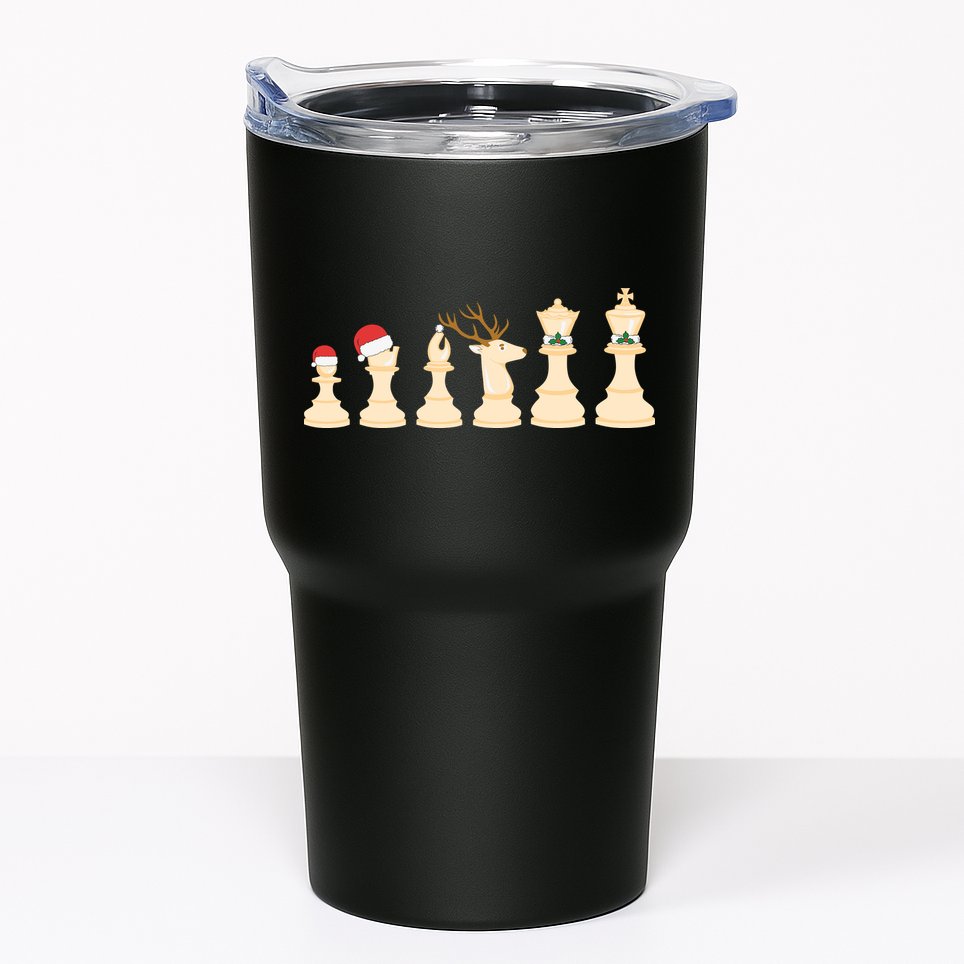 Christmas Chess Pieces Xmas Lights Santa Chess Player Tumbler
