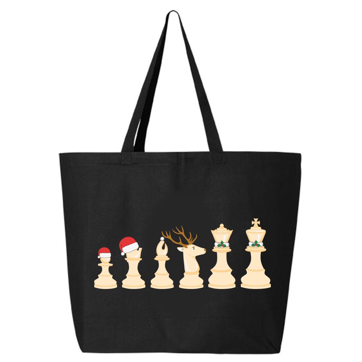 Christmas Chess Pieces Xmas Lights Santa Chess Player 25L Jumbo Tote