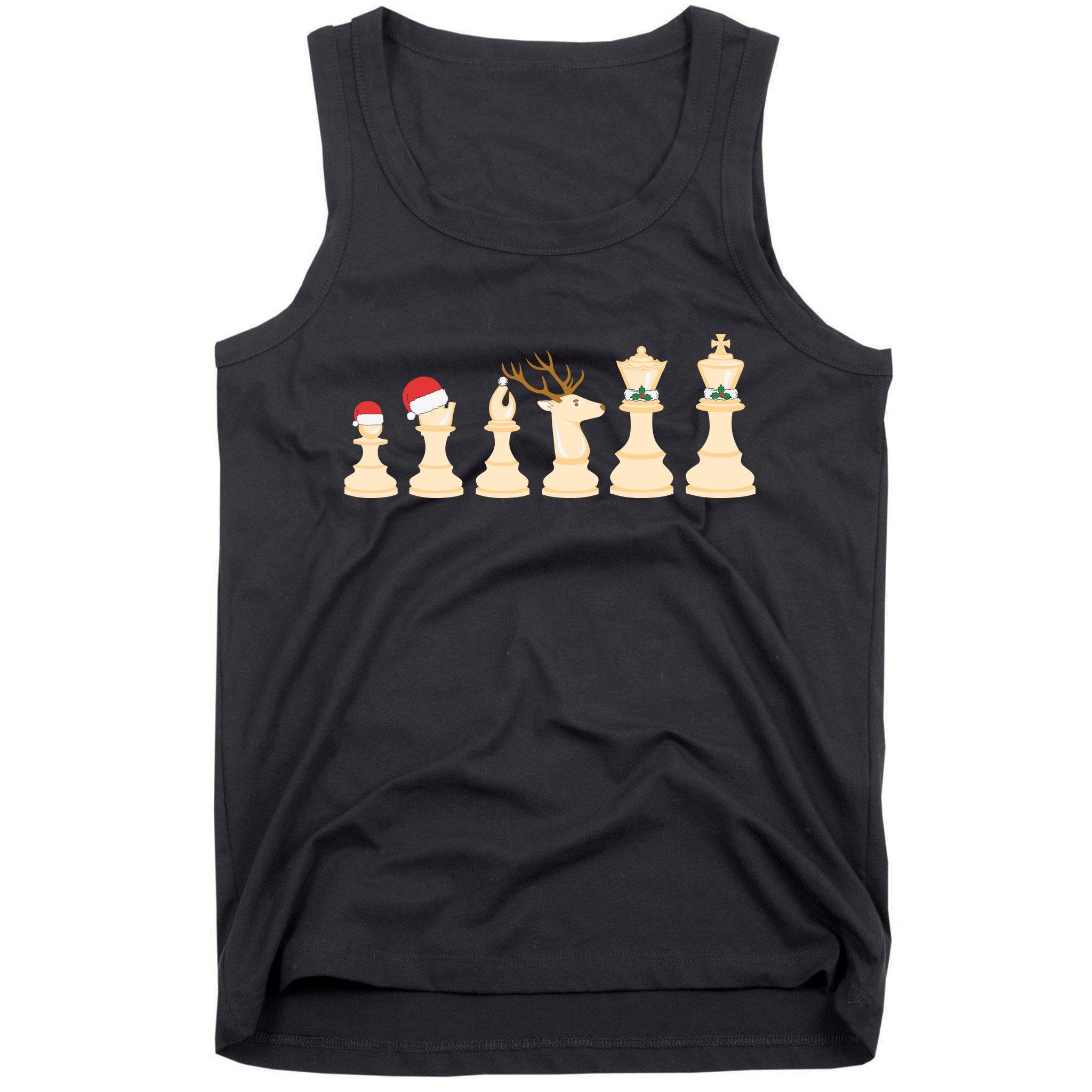 Christmas Chess Pieces Xmas Lights Santa Chess Player Tank Top