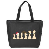 Christmas Chess Pieces Xmas Lights Santa Chess Player Zip Tote Bag