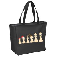 Christmas Chess Pieces Xmas Lights Santa Chess Player Zip Tote Bag
