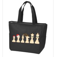 Christmas Chess Pieces Xmas Lights Santa Chess Player Zip Tote Bag