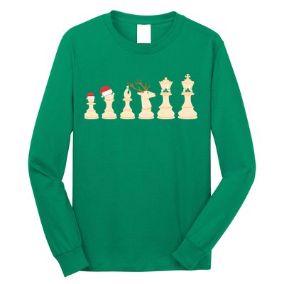 Christmas Chess Pieces Xmas Lights Santa Chess Player Long Sleeve Shirt