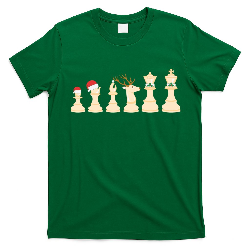 Christmas Chess Pieces Xmas Lights Santa Chess Player T-Shirt