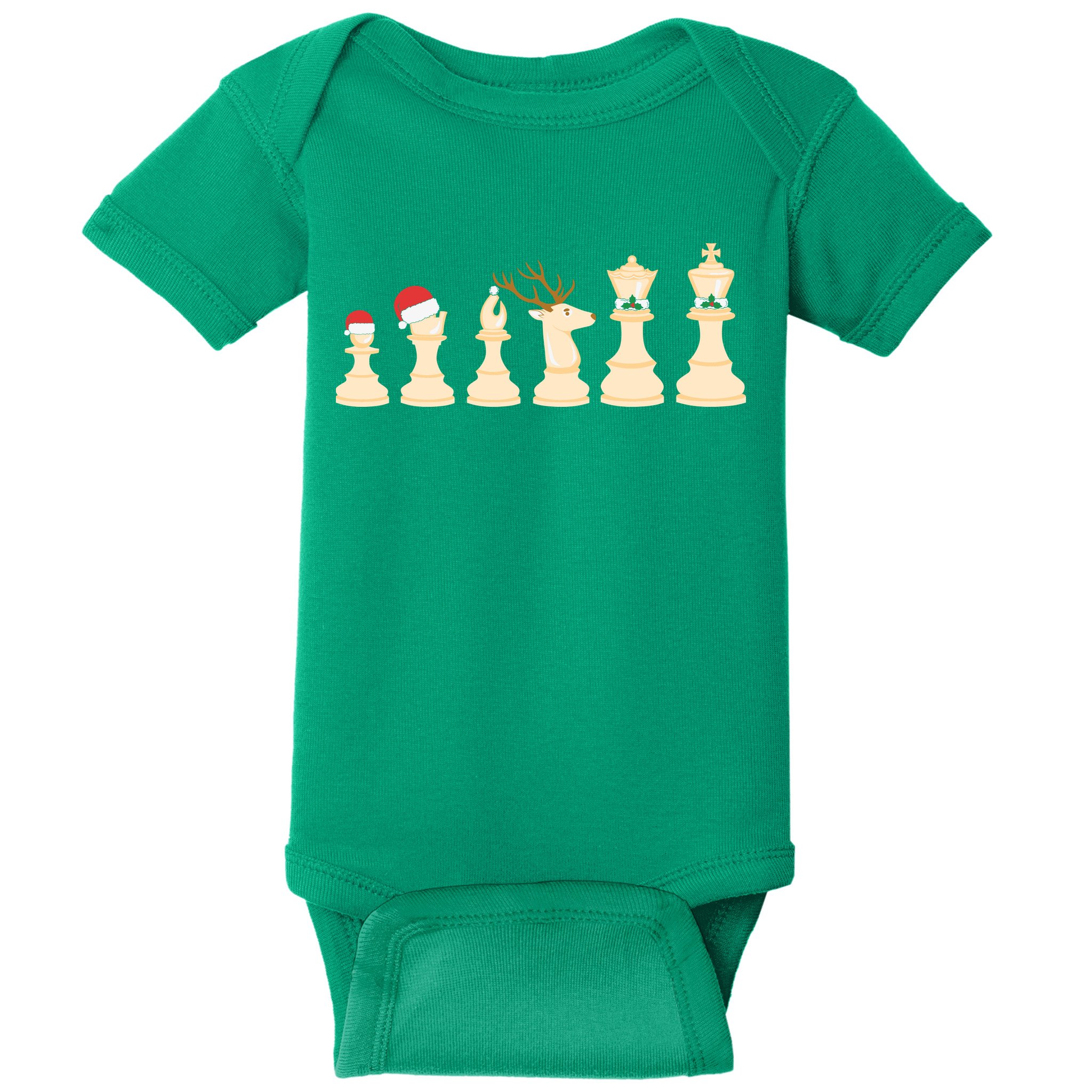 Christmas Chess Pieces Xmas Lights Santa Chess Player Baby Bodysuit