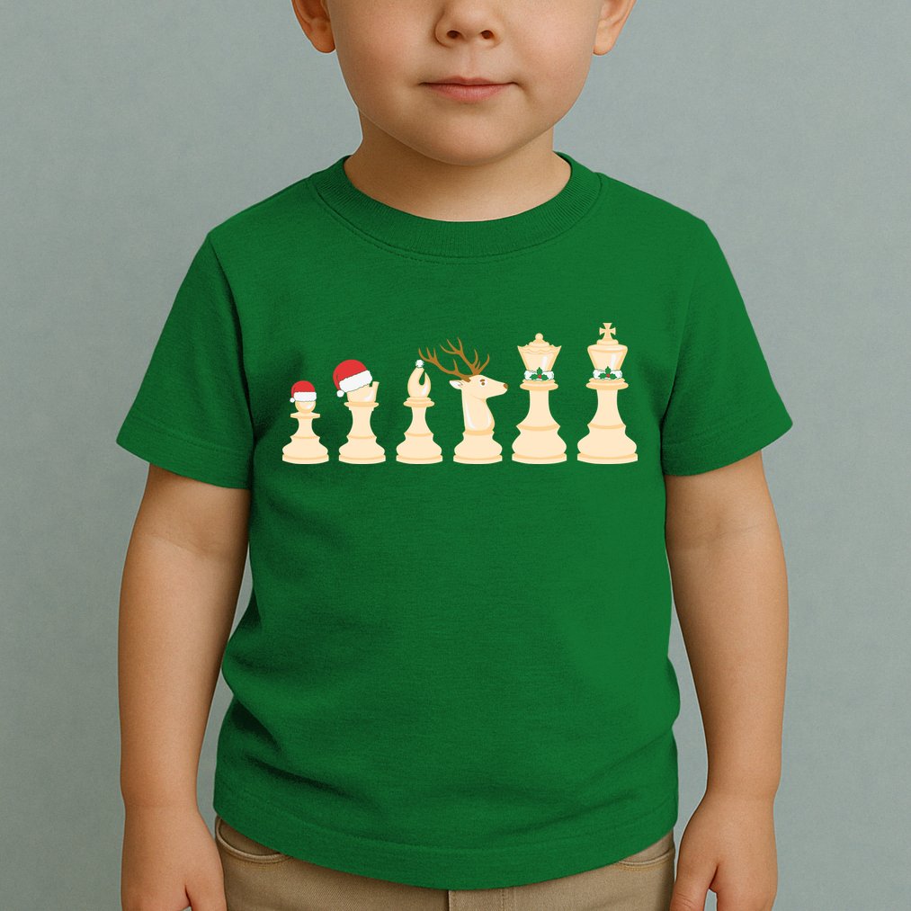 Christmas Chess Pieces Xmas Lights Santa Chess Player Toddler T-Shirt
