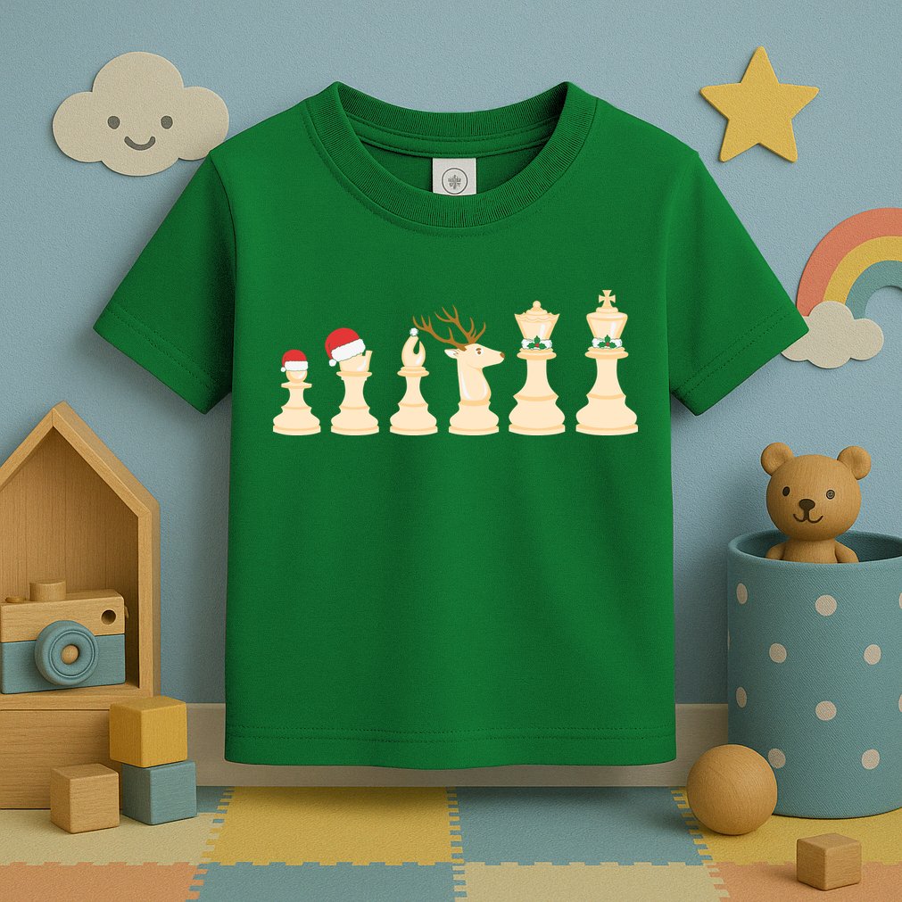 Christmas Chess Pieces Xmas Lights Santa Chess Player Toddler T-Shirt