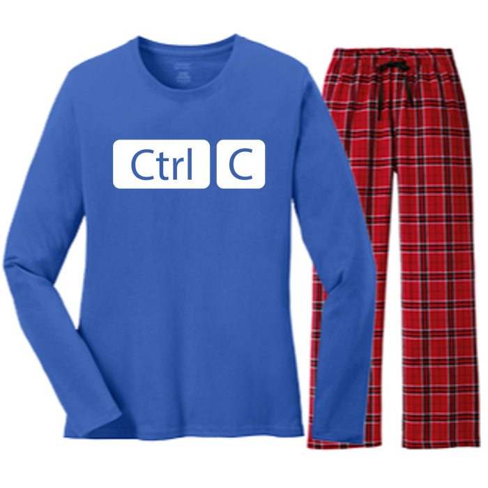 Control Copy Paste Ctrl+c Gift Women's Long Sleeve Flannel Pajama Set 