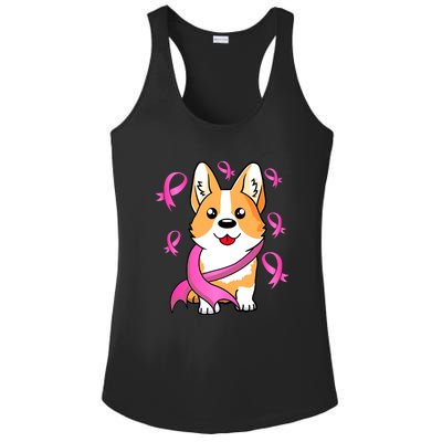 Cute Corgi Puppy Dog Breast Cancer Awareness Pink Ribbon Ladies PosiCharge Competitor Racerback Tank