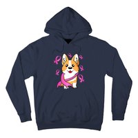 Cute Corgi Puppy Dog Breast Cancer Awareness Pink Ribbon Hoodie