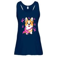 Cute Corgi Puppy Dog Breast Cancer Awareness Pink Ribbon Ladies Essential Flowy Tank