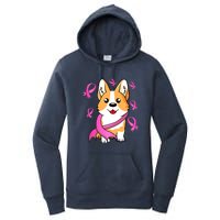 Cute Corgi Puppy Dog Breast Cancer Awareness Pink Ribbon Women's Pullover Hoodie