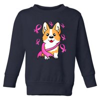 Cute Corgi Puppy Dog Breast Cancer Awareness Pink Ribbon Toddler Sweatshirt