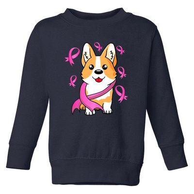 Cute Corgi Puppy Dog Breast Cancer Awareness Pink Ribbon Toddler Sweatshirt