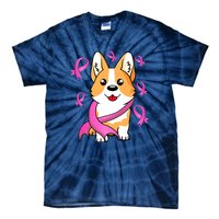 Cute Corgi Puppy Dog Breast Cancer Awareness Pink Ribbon Tie-Dye T-Shirt