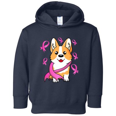 Cute Corgi Puppy Dog Breast Cancer Awareness Pink Ribbon Toddler Hoodie