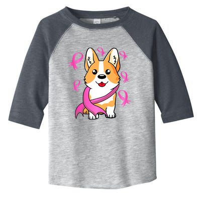 Cute Corgi Puppy Dog Breast Cancer Awareness Pink Ribbon Toddler Fine Jersey T-Shirt