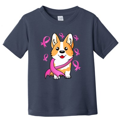 Cute Corgi Puppy Dog Breast Cancer Awareness Pink Ribbon Toddler T-Shirt