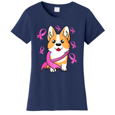 Cute Corgi Puppy Dog Breast Cancer Awareness Pink Ribbon Women's T-Shirt