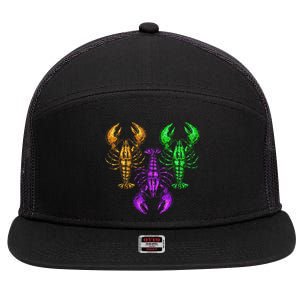 Carnival Costume Party Parade Crawfish Lover Gift Mardi Gras 7 Panel Mesh Trucker Snapback Hat