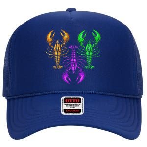 Carnival Costume Party Parade Crawfish Lover Gift Mardi Gras High Crown Mesh Back Trucker Hat