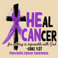 Christian Cross Pancreatic Cancer Awareness Purple Ribbon Drawstring Bag