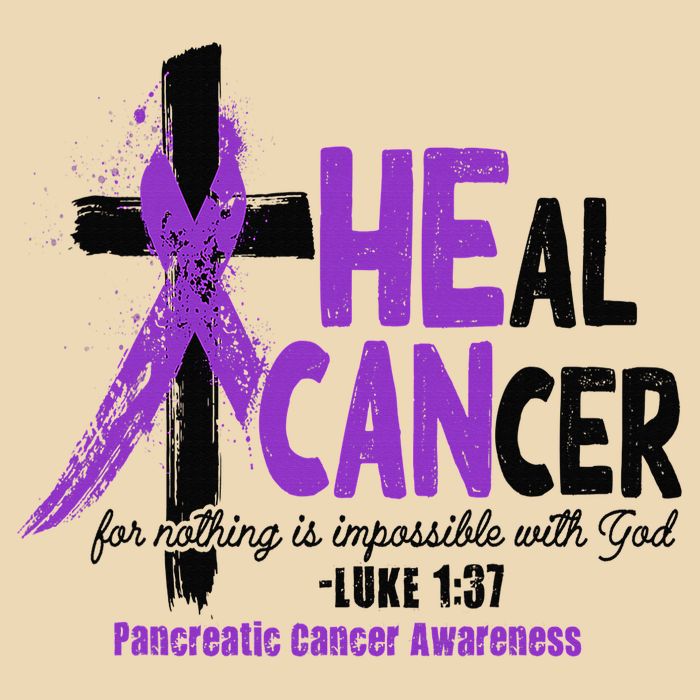 Christian Cross Pancreatic Cancer Awareness Purple Ribbon Drawstring Bag
