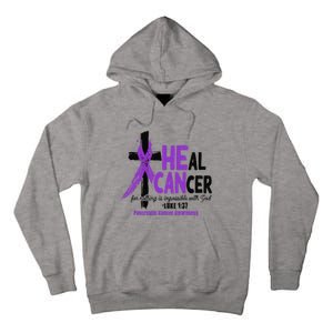 Christian Cross Pancreatic Cancer Awareness Purple Ribbon Tall Hoodie