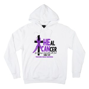 Christian Cross Pancreatic Cancer Awareness Purple Ribbon Hoodie