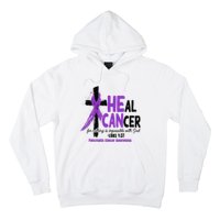 Christian Cross Pancreatic Cancer Awareness Purple Ribbon Hoodie