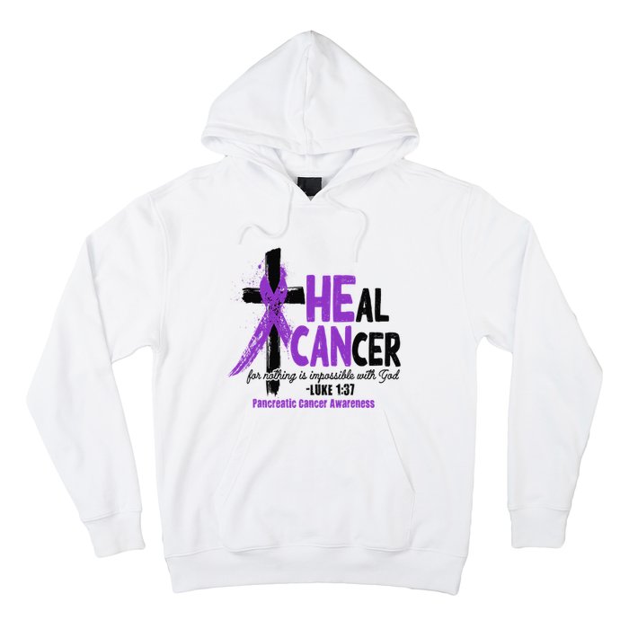 Christian Cross Pancreatic Cancer Awareness Purple Ribbon Hoodie