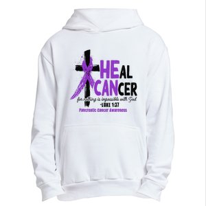 Christian Cross Pancreatic Cancer Awareness Purple Ribbon Urban Pullover Hoodie