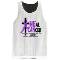 Christian Cross Pancreatic Cancer Awareness Purple Ribbon Mesh Reversible Basketball Jersey Tank